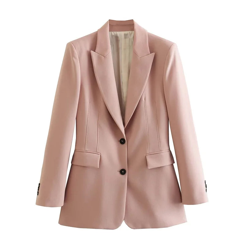 TAOP&ZA Women's Clothing 2025 & 2026 Wholesale New Casual Fashion pink All-match Self-cultivation Slim Long-sleeved Suit Jacket 2053786