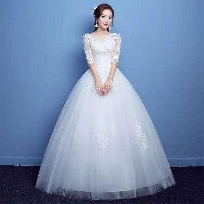 Wedding Dress 2019 The Elegant Half Sleeve Sexy V-neck Court Train Ball Gown Princess Vintage Lace Wedding Dresses Plus Szie