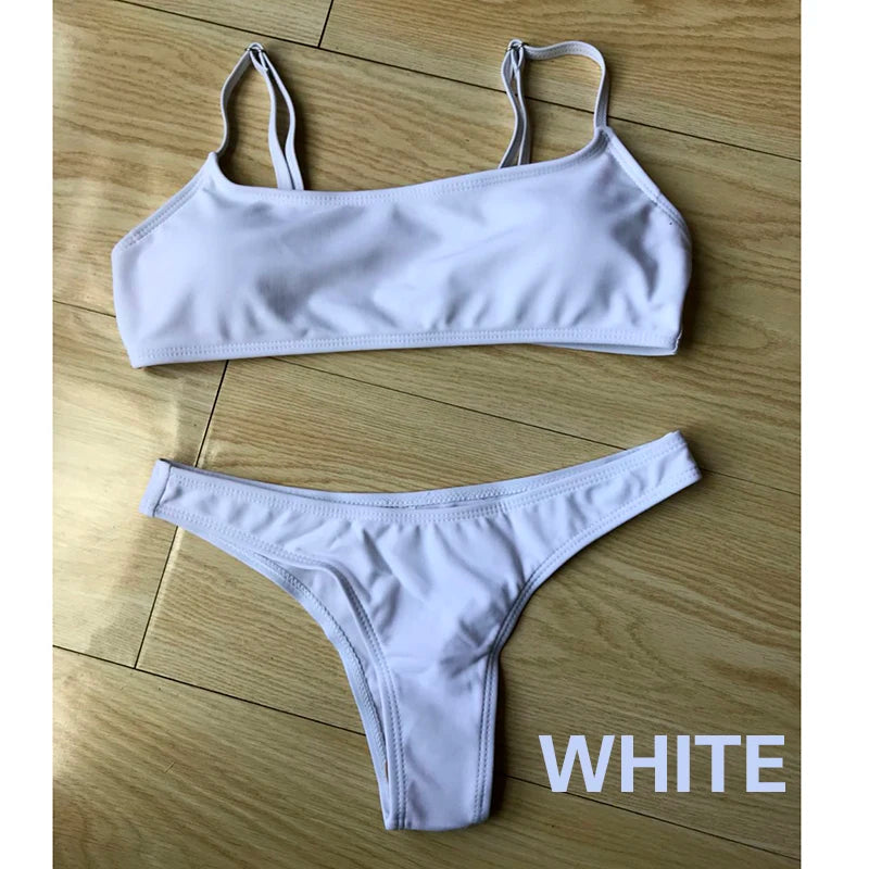 Brazilian Bikini 2022 Bathing Suit Women Swimsuit Plus Size Solid Swimwear Sexy Bandeau Bikini Set Push Up Maillot De Bain Femme