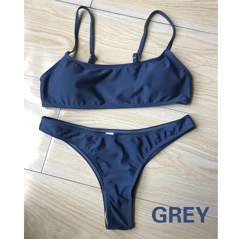 Brazilian Bikini 2022 Bathing Suit Women Swimsuit Plus Size Solid Swimwear Sexy Bandeau Bikini Set Push Up Maillot De Bain Femme