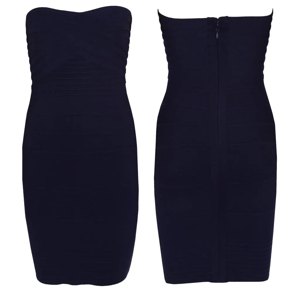 HQBORY 2026 women white Elastic Knitted Celebrity Strapless Mini Sexy Bandage Dress Red sexy party dresses bodycon vestido