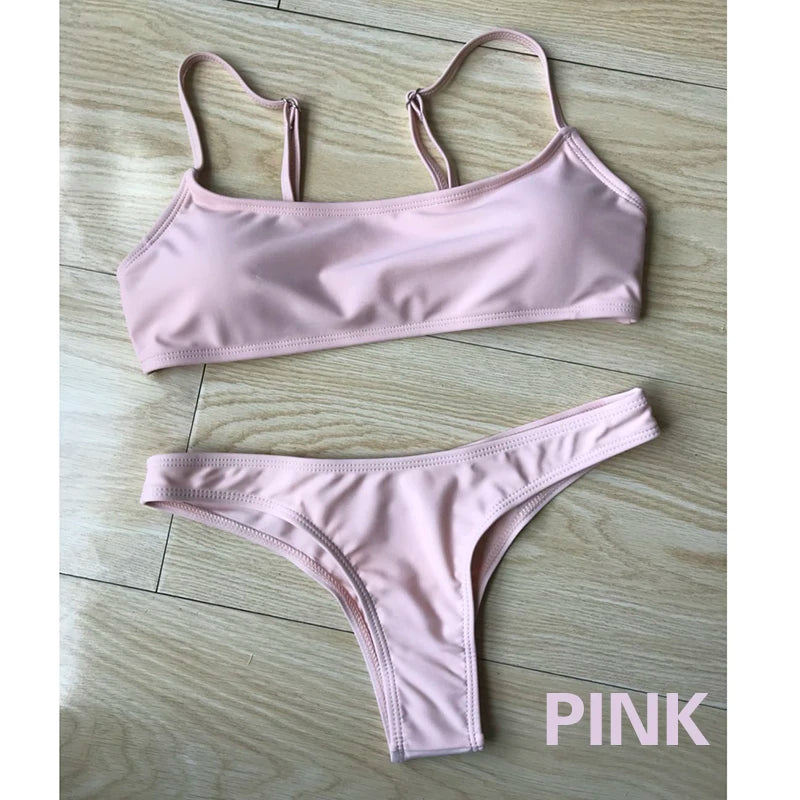 Brazilian Bikini 2022 Bathing Suit Women Swimsuit Plus Size Solid Swimwear Sexy Bandeau Bikini Set Push Up Maillot De Bain Femme