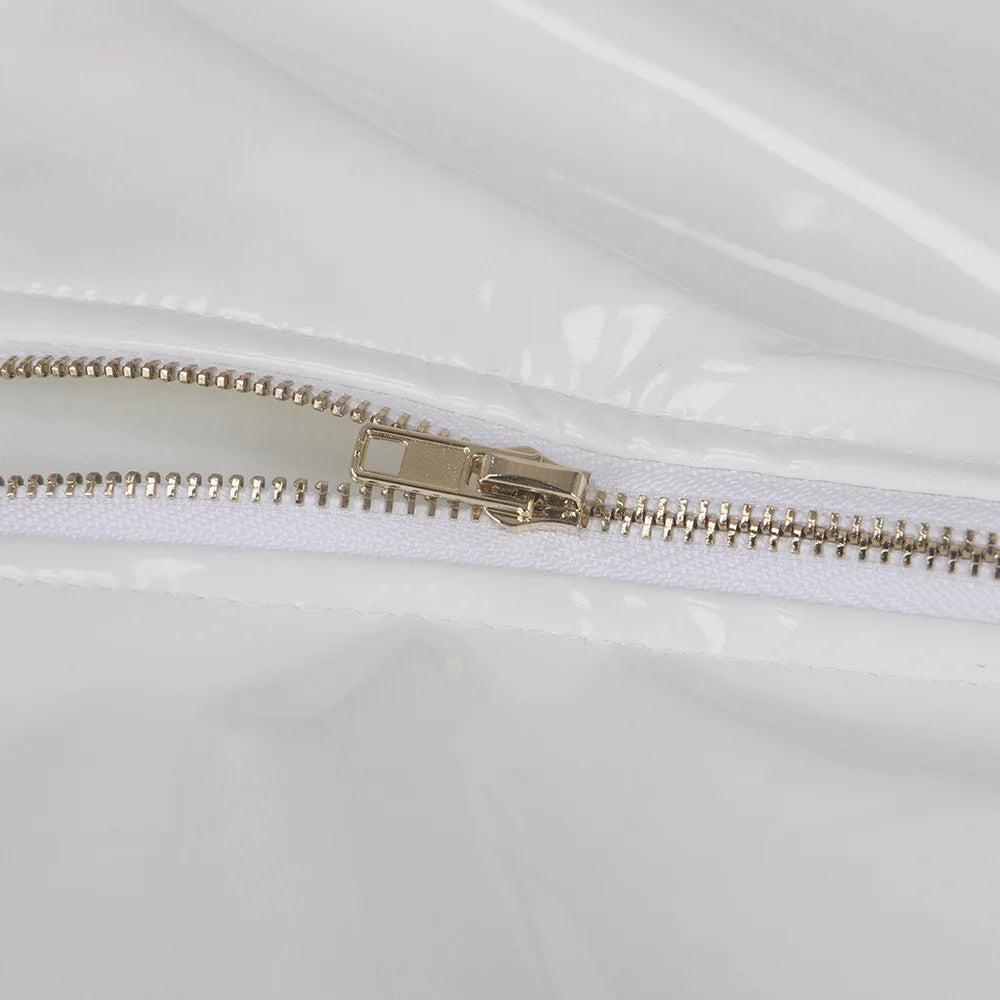 Bodycon Dress Women Spaghetti Strap PU Faux Leather Vinyl  Night Clubwear Dress 2018 V Neck Sexy Slim Mini Dress Pink White