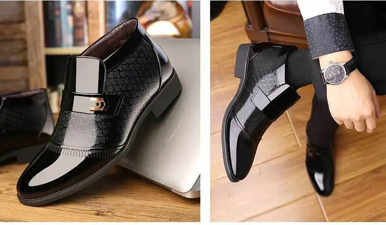 New Men Formal Shoes Leather Oxford Shoes For Men Dress Shoes Pointed Toe Business Wedding Shoes Velvet Men Zapatos De Hombre