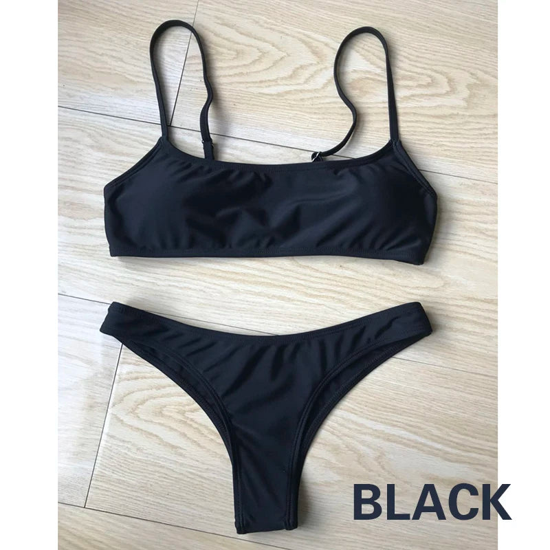 Brazilian Bikini 2022 Bathing Suit Women Swimsuit Plus Size Solid Swimwear Sexy Bandeau Bikini Set Push Up Maillot De Bain Femme