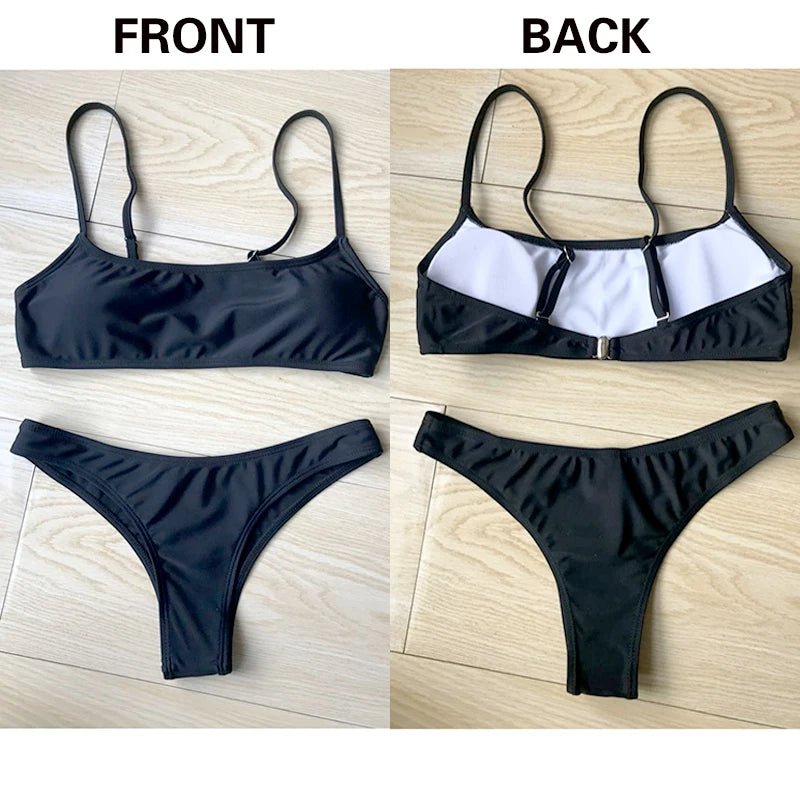 Brazilian Bikini 2022 Bathing Suit Women Swimsuit Plus Size Solid Swimwear Sexy Bandeau Bikini Set Push Up Maillot De Bain Femme