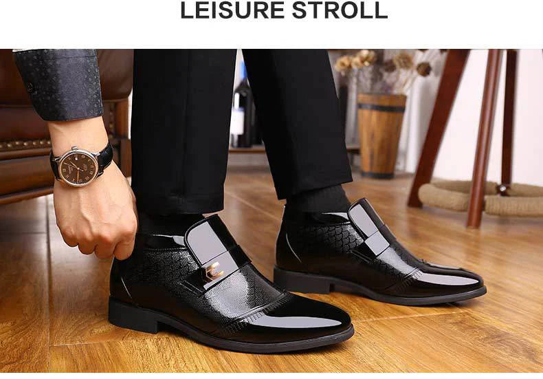 New Men Formal Shoes Leather Oxford Shoes For Men Dress Shoes Pointed Toe Business Wedding Shoes Velvet Men Zapatos De Hombre