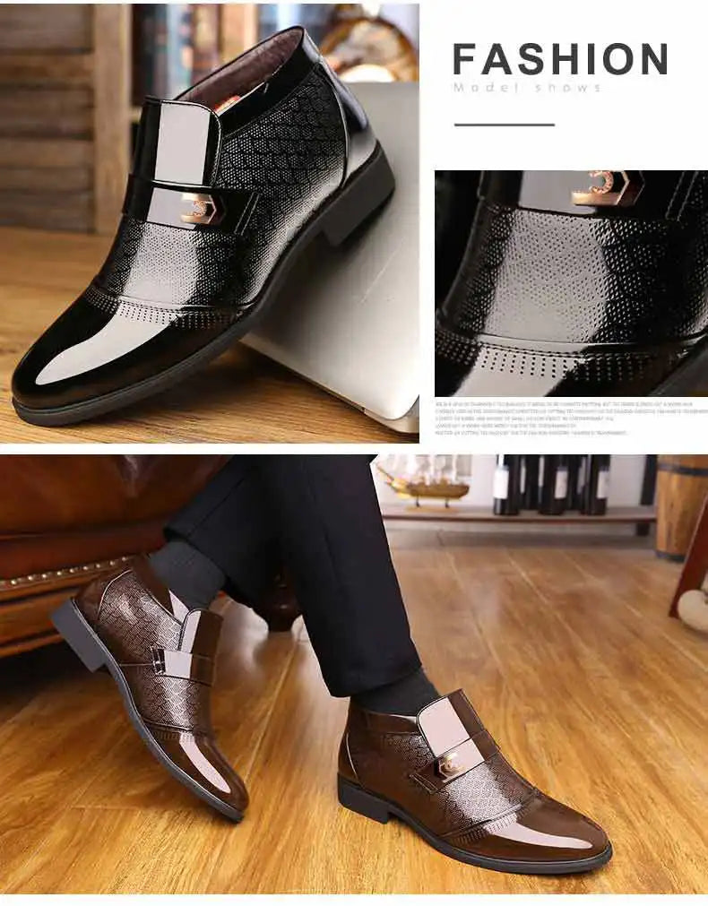 New Men Formal Shoes Leather Oxford Shoes For Men Dress Shoes Pointed Toe Business Wedding Shoes Velvet Men Zapatos De Hombre