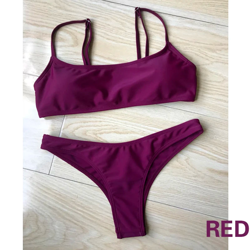 Brazilian Bikini 2022 Bathing Suit Women Swimsuit Plus Size Solid Swimwear Sexy Bandeau Bikini Set Push Up Maillot De Bain Femme