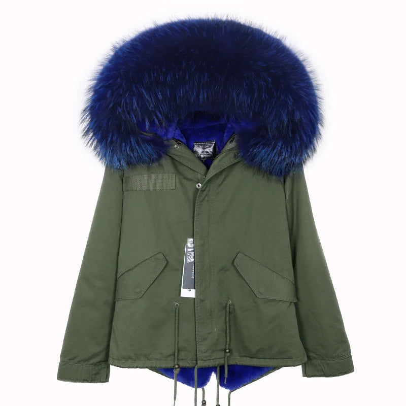 MAOMAOKONG 2025 & 2026 Real Fur Coat New Fashion Fox Fur Collar Winter Women's clothing Removable Lining Thickened Jacket Short Parka