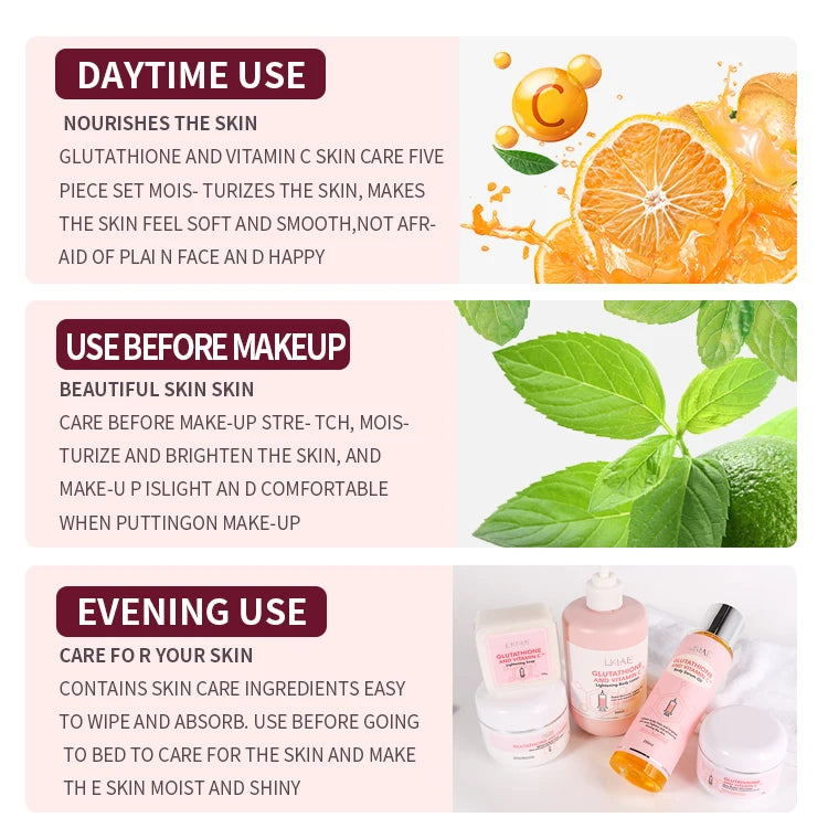 Wholesale Vitamin C Cream Lightening Body Facial Brightening Whitening Beauty Products Makeup Skin Care Set for Women