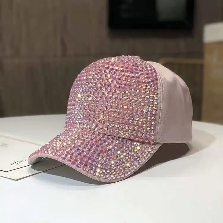 Women's Studded Rhinestone Baseball Cap Adjustable  Sparkle Bling Sun Hat