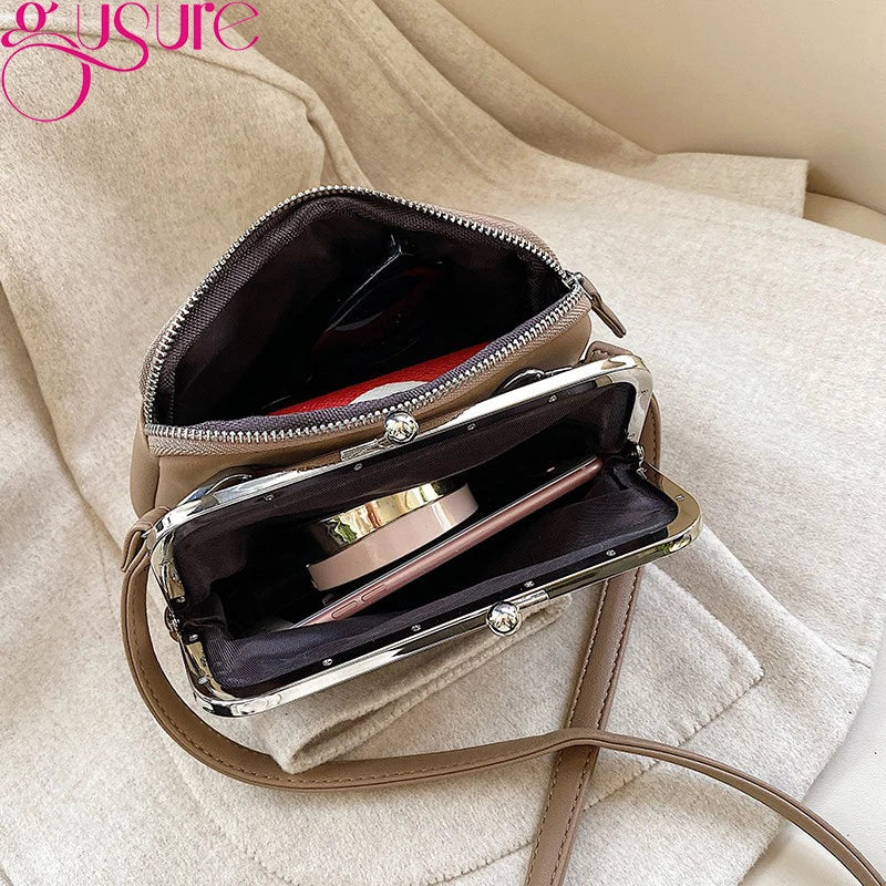 Gusure Vinatge Shell Women Shouder Crossbody Bag Clip Designer Small Handbags Luxury PU Leather Messenger Bag Lady Fashion Purse