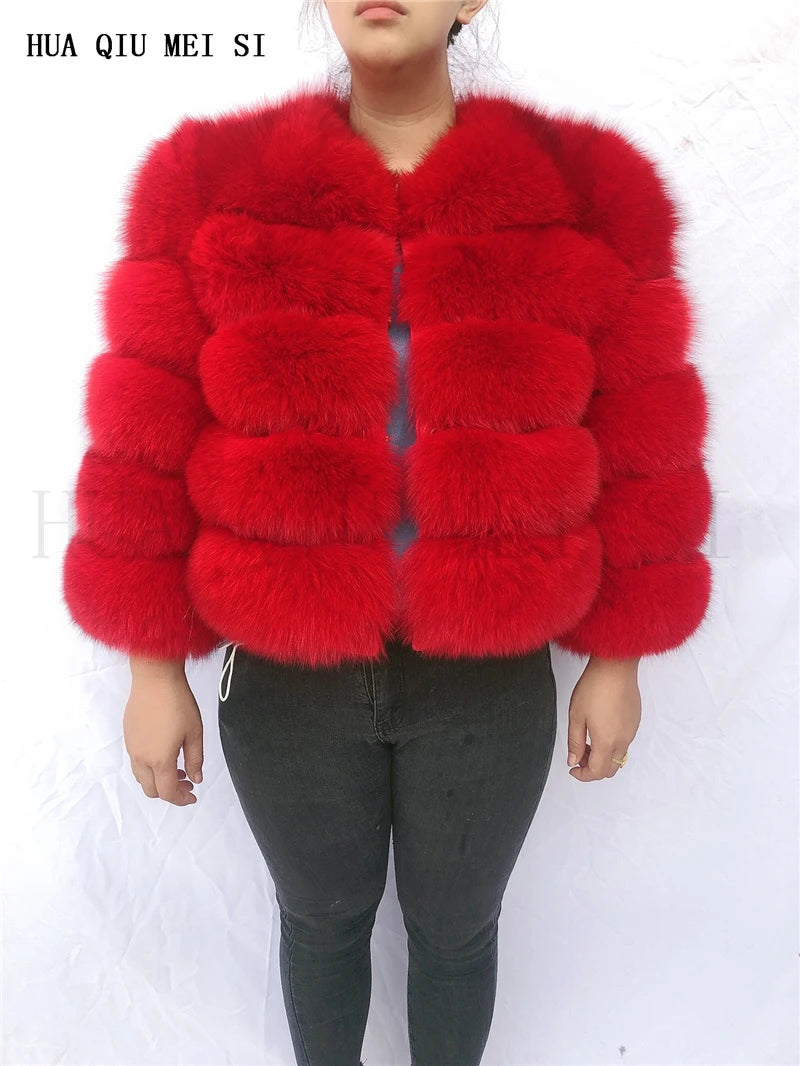 New Real fox fur coat women's winter warm 100% natural fur jacket Short Raccoon fur coat women's  high quality hot sale