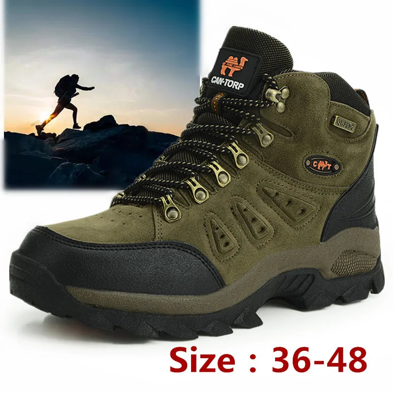 Hot Selling High Quality Mid-Top Outdoor Sports Hiking Shoes Large Size Leather Leisure Shoes for Couples for Autumn Winter