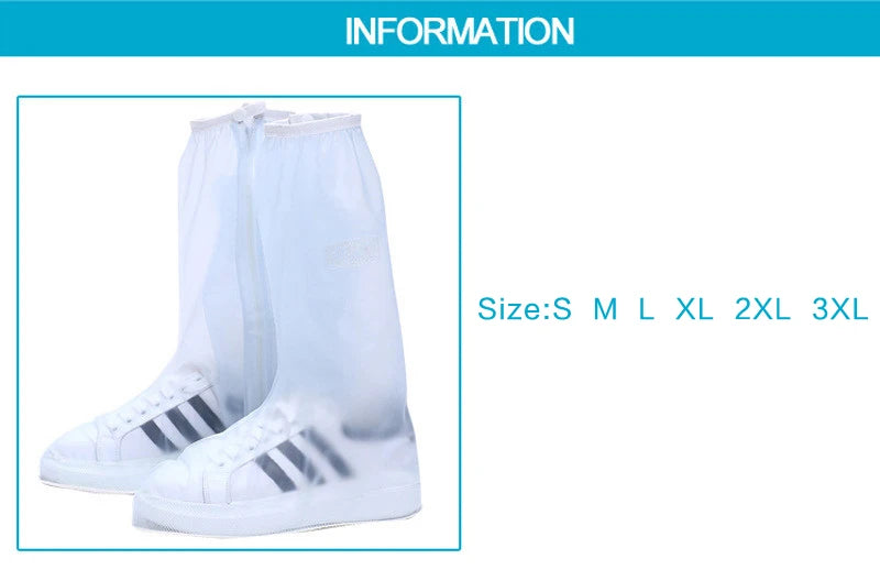 Waterproof Rain Reusable Shoes Cover Slip-resistant Zipper Rain Boots Overshoes High Quality Black Blue Blue High Shoes Cover