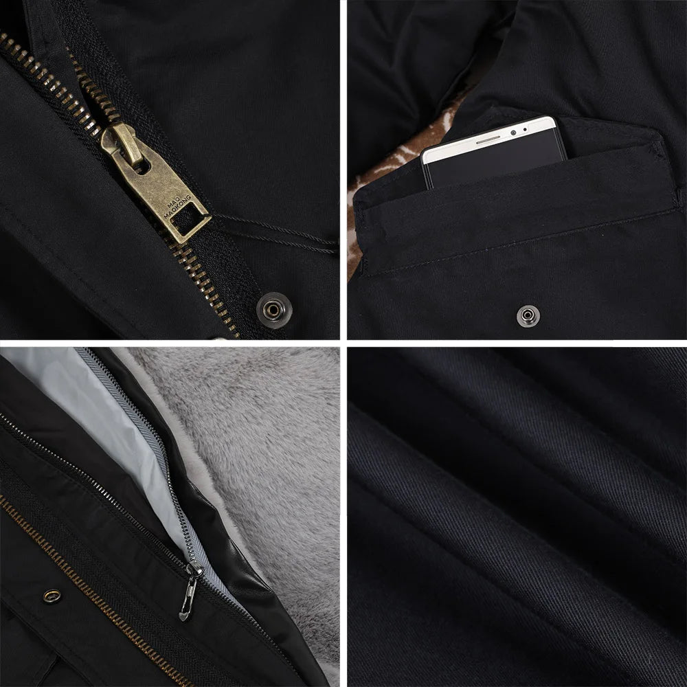 MAOMAOKONG 2025 & 2026 Real Fur Coat New Fashion Fox Fur Collar Winter Women's clothing Removable Lining Thickened Jacket Short Parka