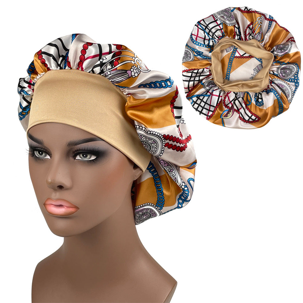 Large Size Satin Bonnet Paisley Print Bonnets for Women Beanies Women Hat Sleep Night Cap Designer Bonnets Long Braid Hat
