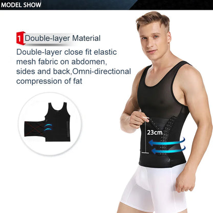 Shape Men Slimming Body Shaper Waist Trainer Vest with Tummy Control Girdle Posture Back Correction Abdomen Tank Top Shaperwear