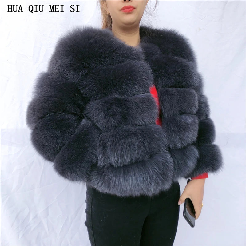 New Real fox fur coat women's winter warm 100% natural fur jacket Short Raccoon fur coat women's  high quality hot sale