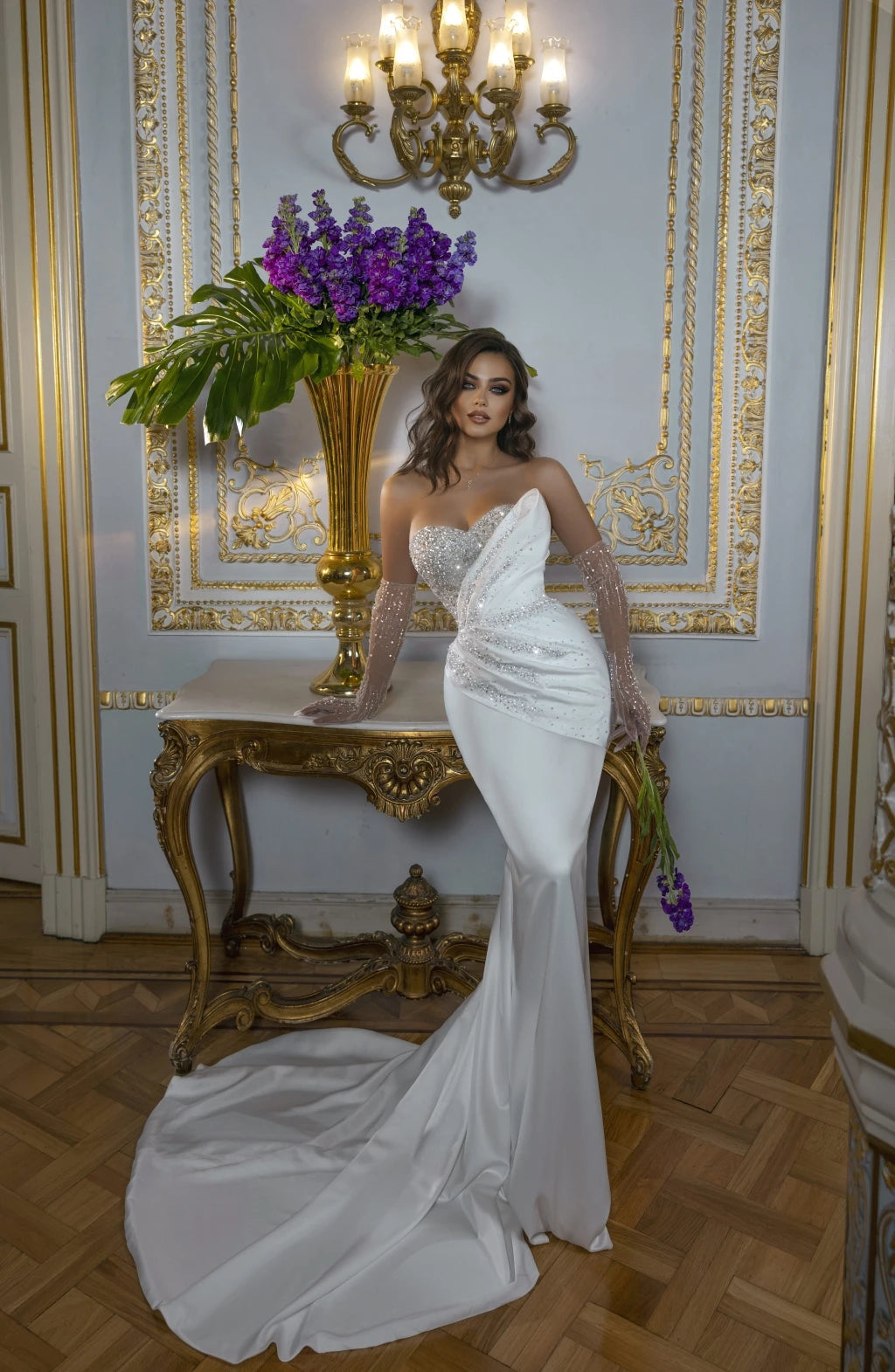 2023 Bridal Dress Mermaid Wedding Gowns Sexy Africa Bridal Wedding Dress with Detachable Train Stain Wedding Dresses