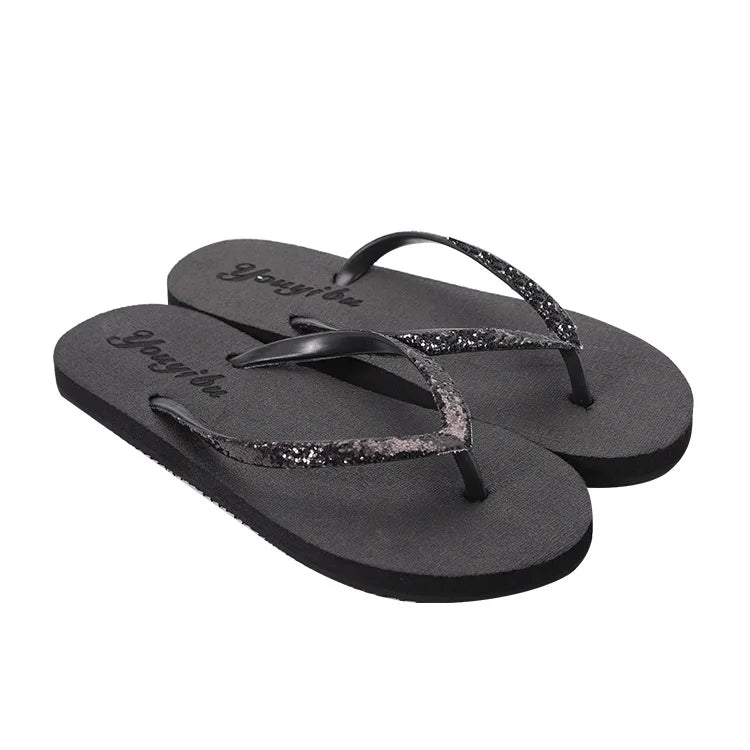 EOFK Women Flip Flops Slippers Summer Outdoor Fashion Bling Women Shoes Slippers Beach Summer Flip Flops Sandalias EVA TPU