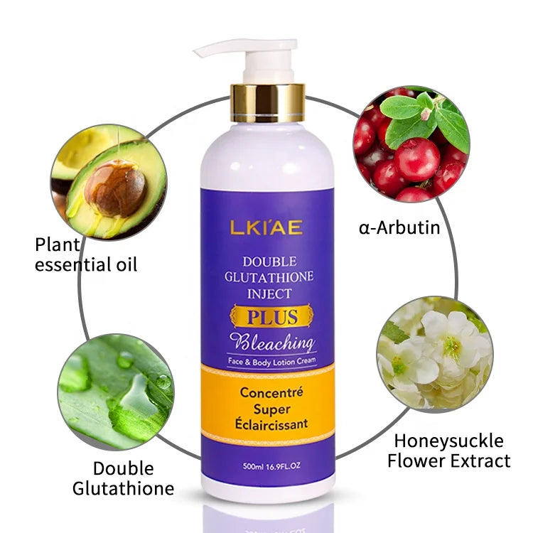 Private Label Vegan Organic Double Gluta Moisturizer Dry Black Skin Care Bleaching Whitening Body Lotion for Pigment Removal
