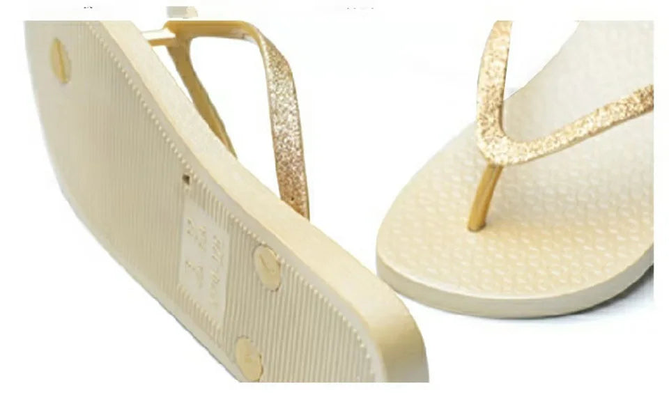 EOFK Women Flip Flops Slippers Summer Outdoor Fashion Bling Women Shoes Slippers Beach Summer Flip Flops Sandalias EVA TPU