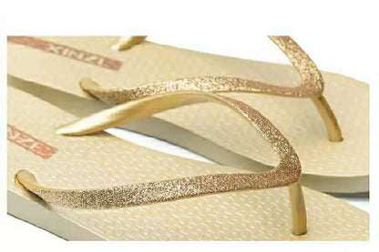 EOFK Women Flip Flops Slippers Summer Outdoor Fashion Bling Women Shoes Slippers Beach Summer Flip Flops Sandalias EVA TPU