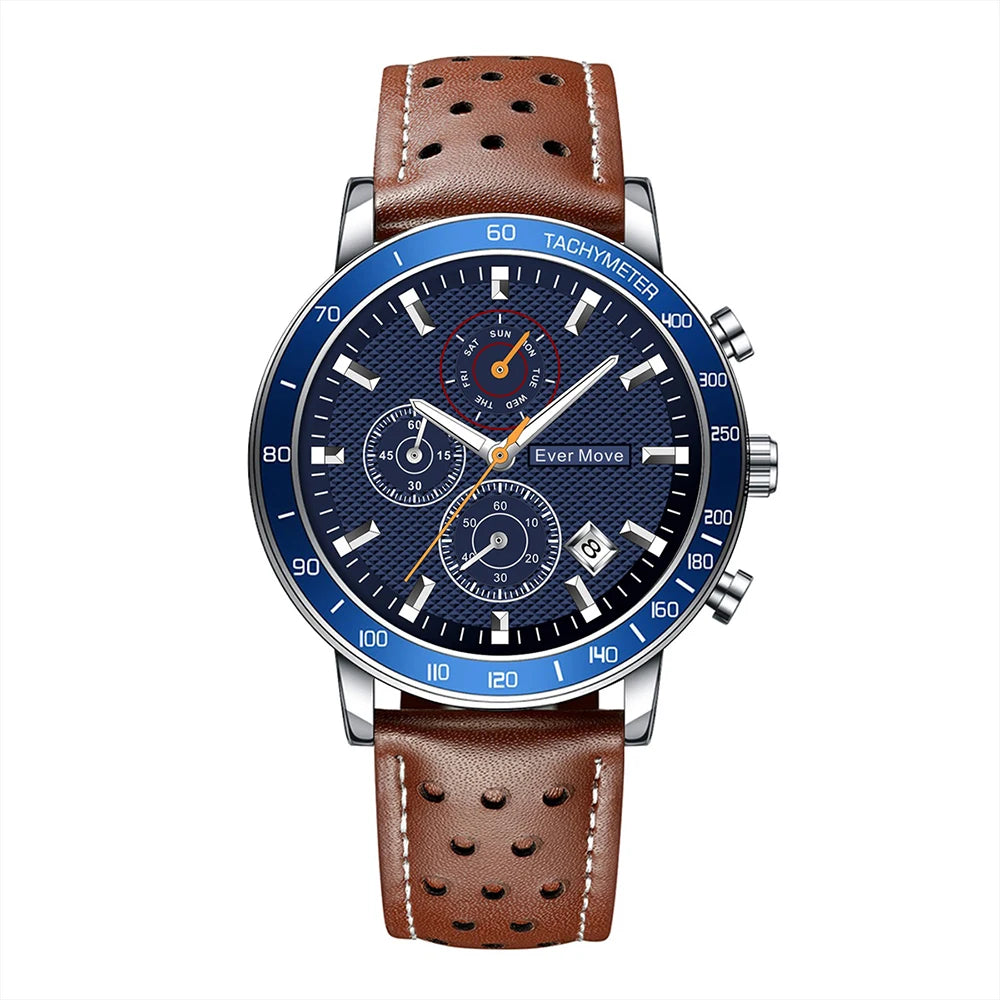 ODM Luxury Men's Quartz Chronograph Sports Watch Waterproof Silicone Japan Glass Leather 255 Business Fashion Alloy 22mm Pointer
