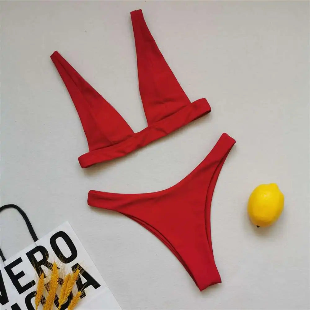 2026 Sexy Brazilian Bikini Swimwear Women Halter Push Up Bikini Set Swimsuit Female Lemon Print Bandage Biquini Bathing Suit XL