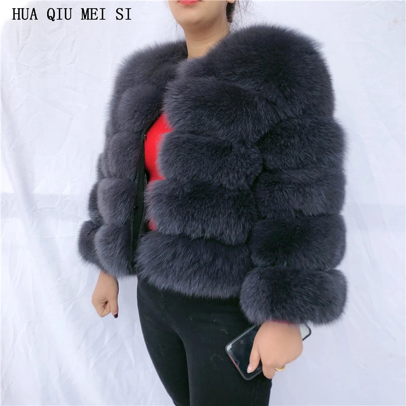 New Real fox fur coat women's winter warm 100% natural fur jacket Short Raccoon fur coat women's  high quality hot sale