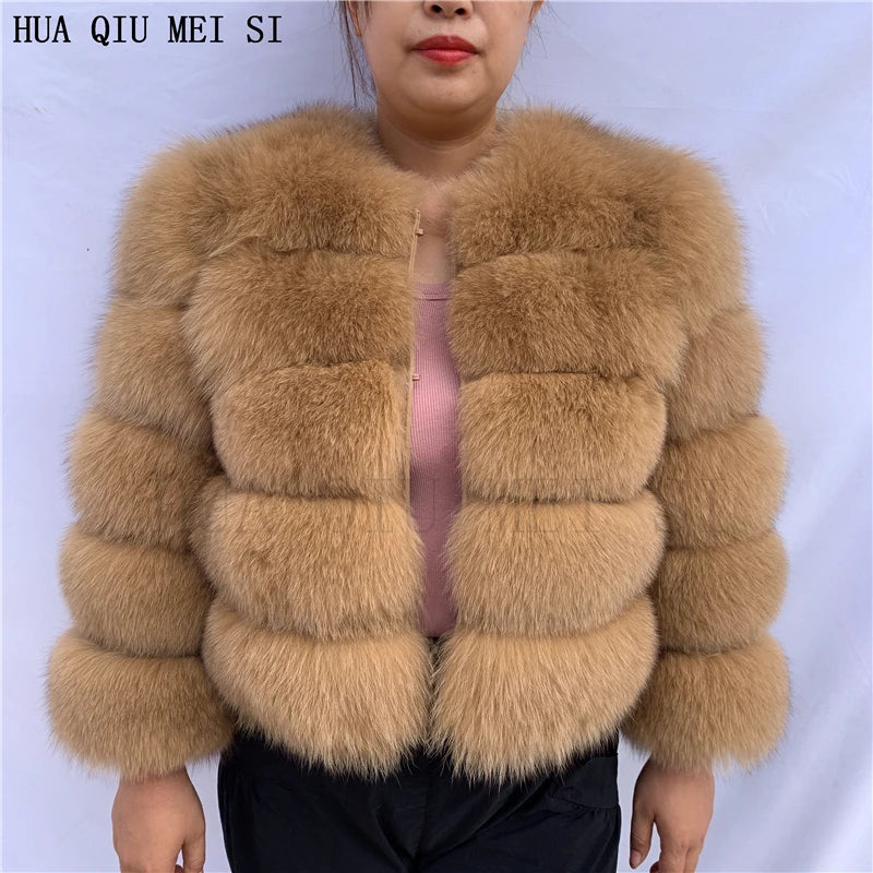 New Real fox fur coat women's winter warm 100% natural fur jacket Short Raccoon fur coat women's  high quality hot sale