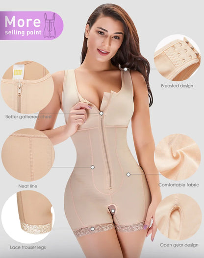 Zip Waist Lace Slimming Shaper Corset Control Shapewear Butt Lifter Strap Body Shaper Underwear Bodysuit Women Plus Size S-6xl