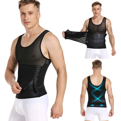 Shape Men Slimming Body Shaper Waist Trainer Vest with Tummy Control Girdle Posture Back Correction Abdomen Tank Top Shaperwear