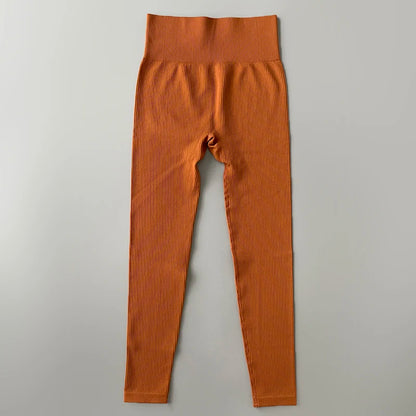 Ribbed Yoga Pants High Waisted Gym Leggings Sport Women Fitness Seamless Female Legging Tummy Control Running Training Tights