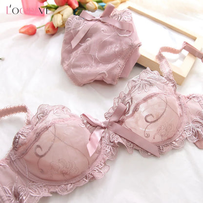 Logirlve Sexy Lingerie Female Push Up Bra Sets Seamless Bra For Women's Lace Underwear Two-piece Bralette Woman Set