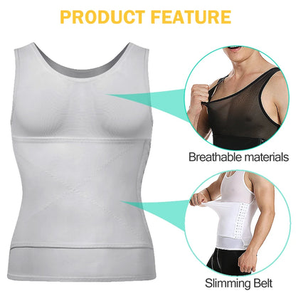 Shape Men Slimming Body Shaper Waist Trainer Vest with Tummy Control Girdle Posture Back Correction Abdomen Tank Top Shaperwear