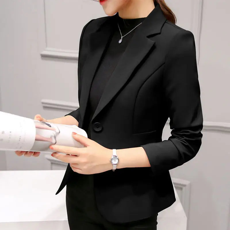 2025 & 2026 New Fashion Women Office Lady Long Sleeve Single Button Solid Color Outwear Cardigan Short Tops Business Suit Coat Jacket