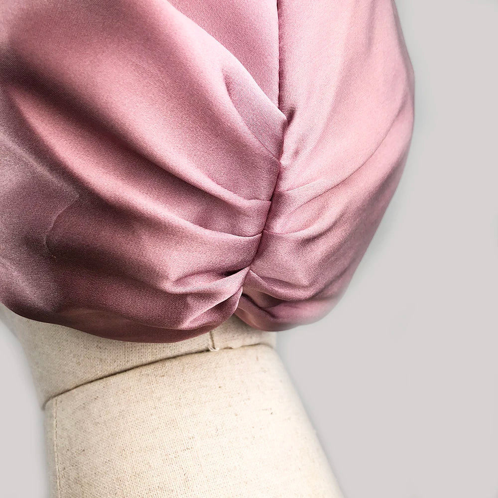 Women Sleep Hat Soft Pure Silk Charmeus Night Sleep Cap Hair Bonnet  Silk Comfortable Head Cover Wide Elastic Band Hair Loss Cap