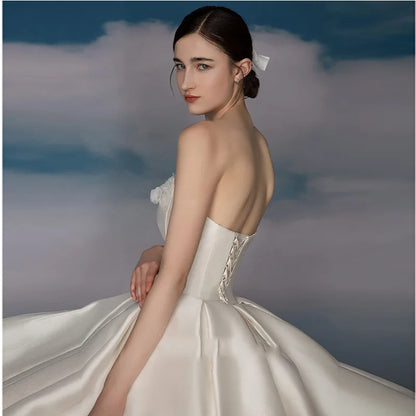 New Bride Simple Main Wedding Dress Senior Sense Strapless Dress Elegant One Line Shoulder Banquet Wedding Dresses