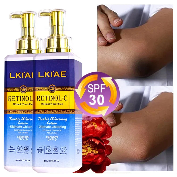 Private Label Organic Anti Stains 24H Moisturizing Niacinamide Retinol Brightening Whitening Body Lotion for Black Skin