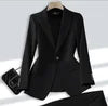 S-4XL Plus Size Women's Long Sleeved Professional Suit Formal Office Wear Trousers Suit 2-piece Set Blazers for Ladies Women