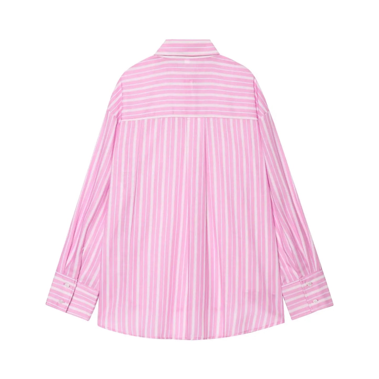 MYST&ZA Women's Clothing 2025 & 2026 Autumn New Fashion Simple Versatile Striped Loose Lapel Shirt 7200078 7200412