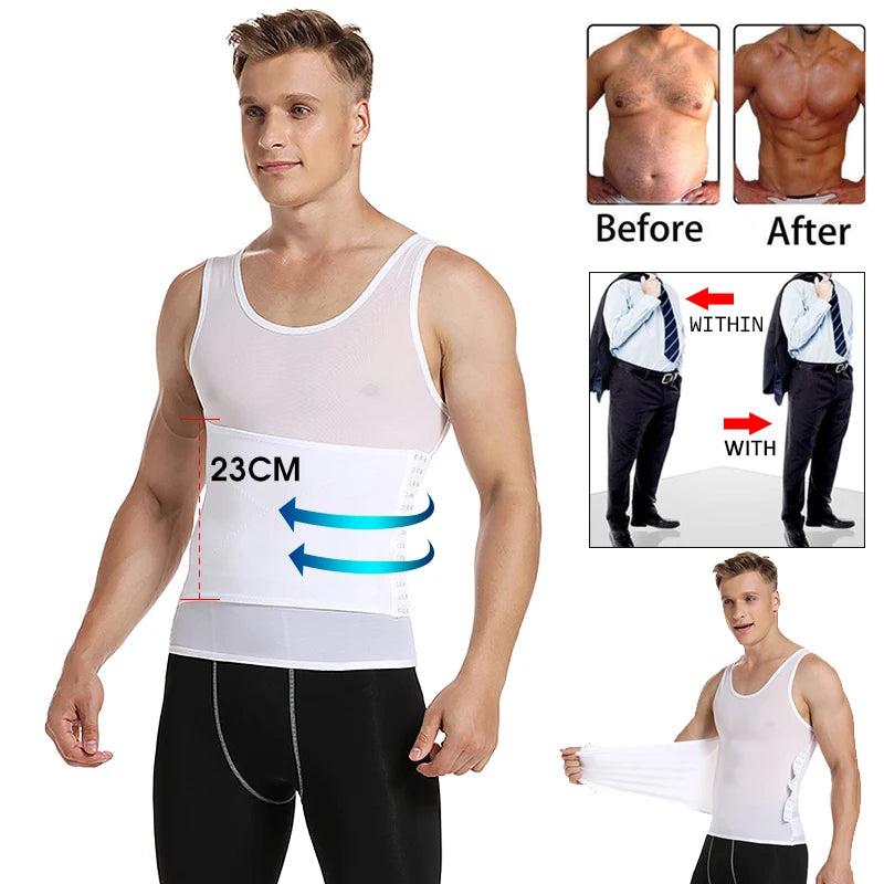 Shape Men Slimming Body Shaper Waist Trainer Vest with Tummy Control Girdle Posture Back Correction Abdomen Tank Top Shaperwear