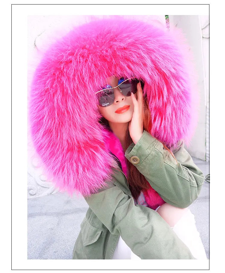 MAOMAOKONG 2025 & 2026 Real Fur Coat New Fashion Fox Fur Collar Winter Women's clothing Removable Lining Thickened Jacket Short Parka