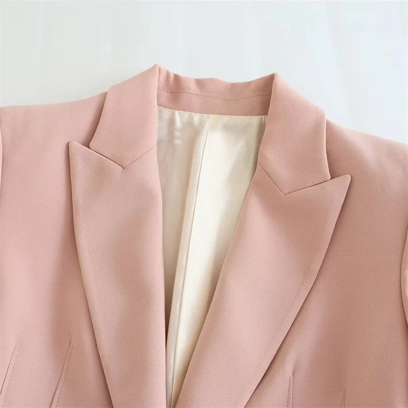 TAOP&ZA Women's Clothing 2025 & 2026 Wholesale New Casual Fashion pink All-match Self-cultivation Slim Long-sleeved Suit Jacket 2053786