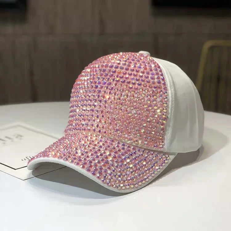 Women's Studded Rhinestone Baseball Cap Adjustable  Sparkle Bling Sun Hat