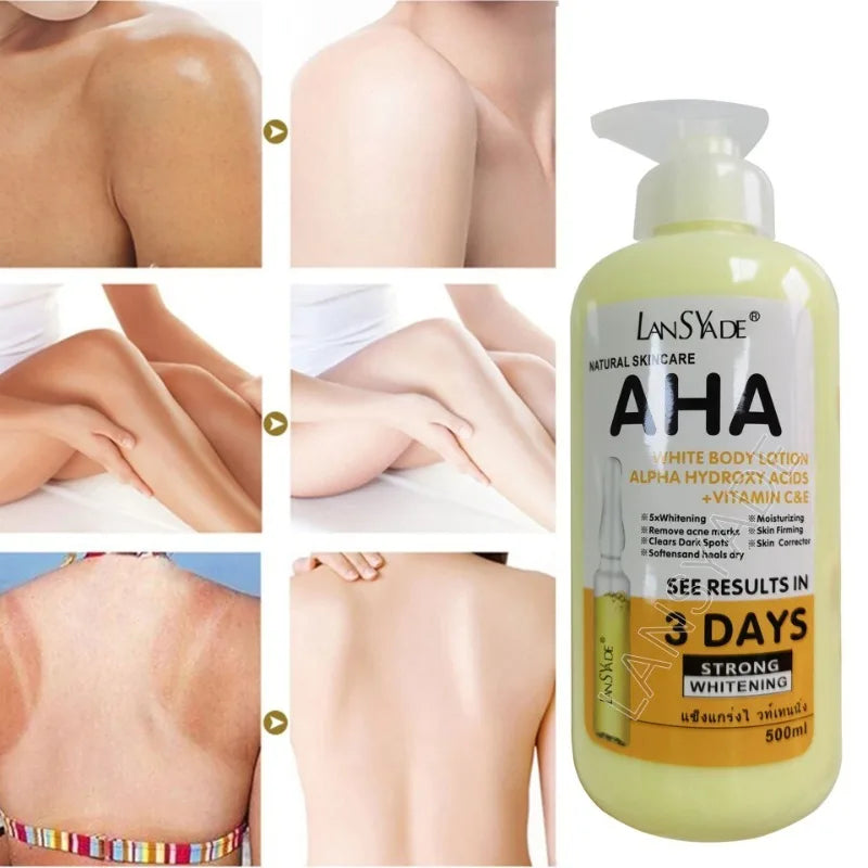 500ml AHA Fruit Acid Body Lotion VE Skin Brightening Moisturizing Lotion Whitening Body Lotion Hydroxy Acids Vitamin C