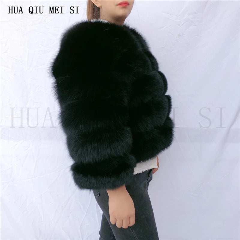 New Real fox fur coat women's winter warm 100% natural fur jacket Short Raccoon fur coat women's  high quality hot sale
